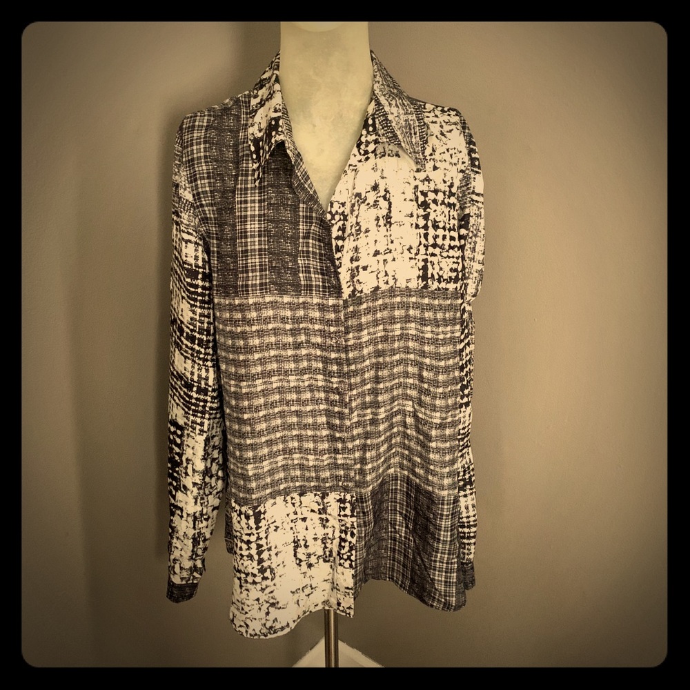 L’AGENCE Silk Button-Down Tunic Blouse/Dress